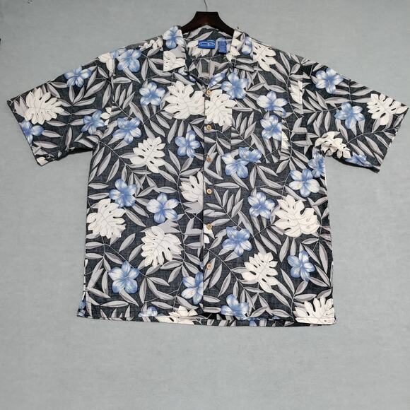 OP Ocean Pacific Men's Hawaiian Button Shirt Size Large Cotton Tropical Floral - Picture 2 of 12